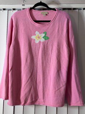Women's Appleseeds Sweater with Flower Print Size XL Very Gently Used